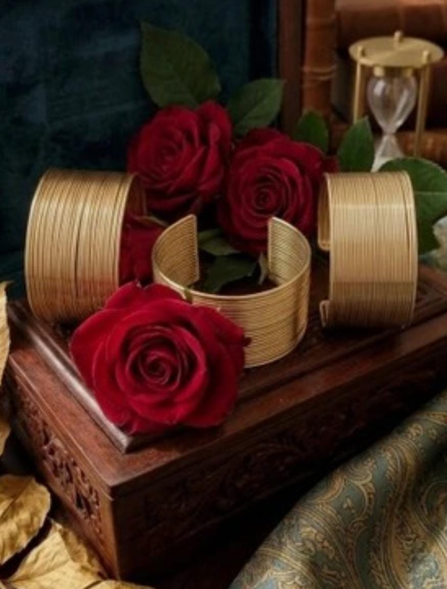 Gold Double Cuff Set