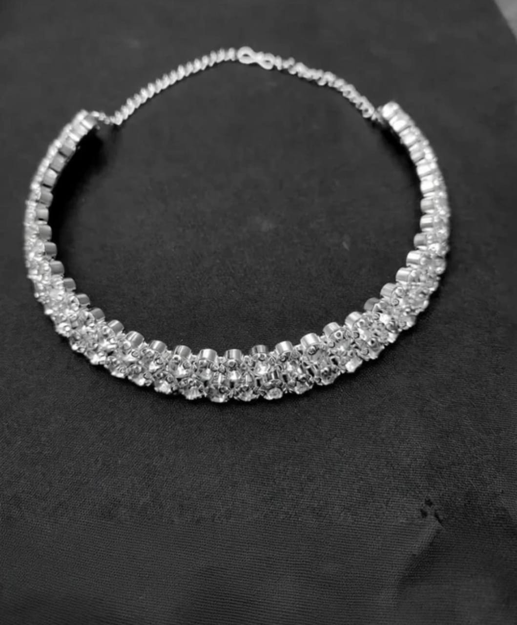 Silver Stone Choker Necklace