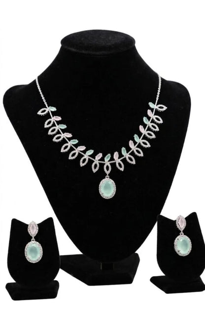 Silver Leaf Pendant Set - view 1